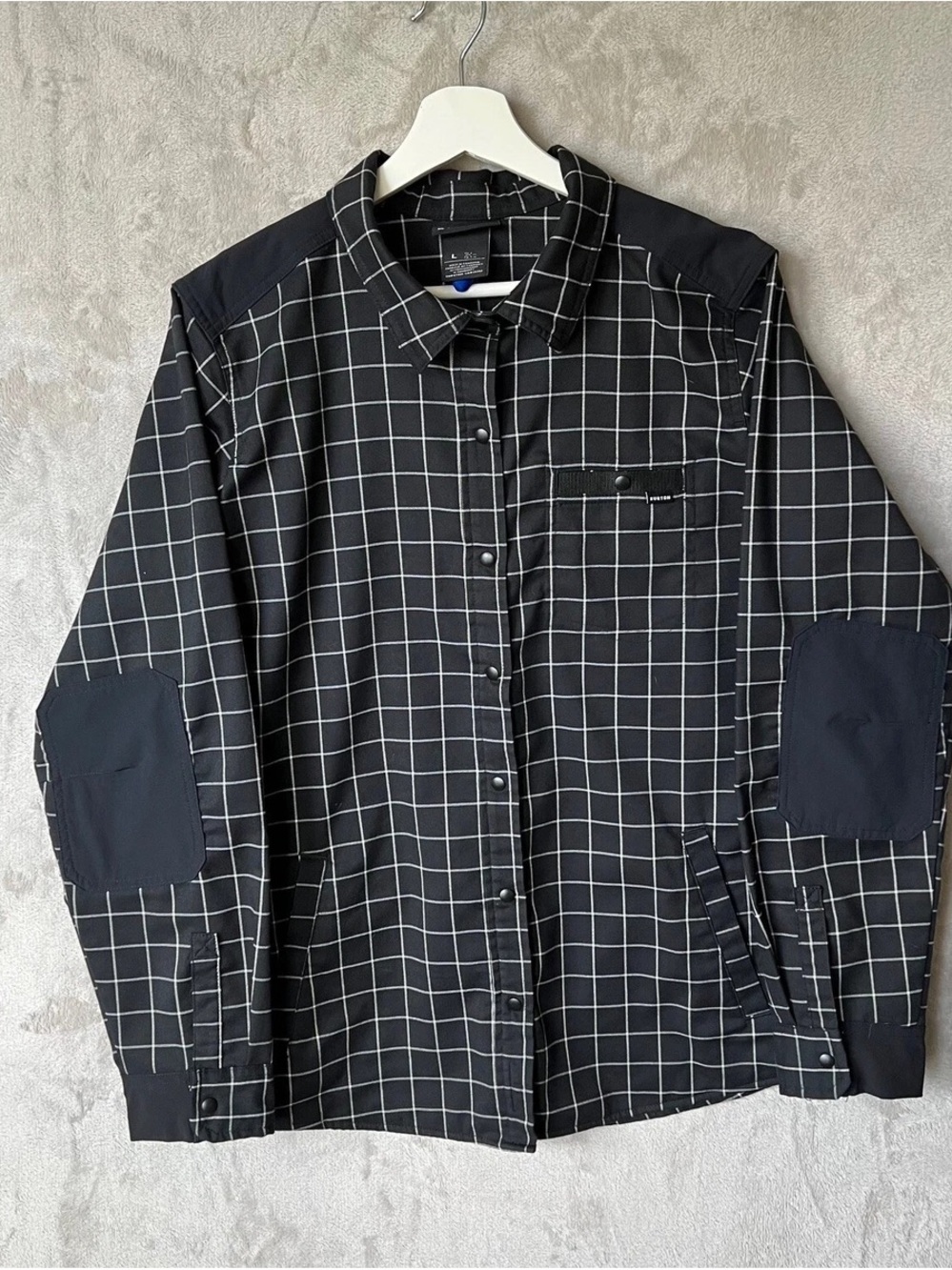 Burton Black Button-Down Shirt with White Grid